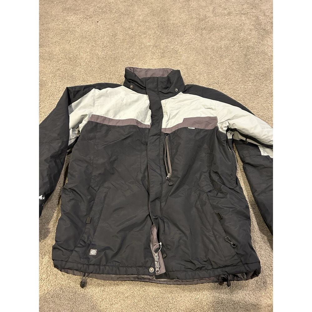 Men's L Columbia Convert BaseTRX Waterproof Ski Snowboard Jacket Khaki Parka Zip
